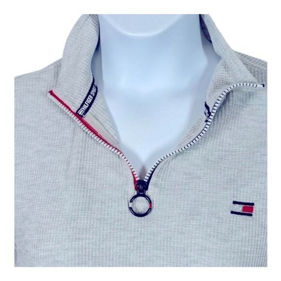 Tommy Hilfiger Sport Crop Quarter-Zip Waffle Knit Pullover Medium - Picture 6 of 11